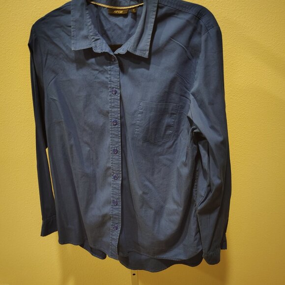 Apt. 9 Women's Button Front Collared Blouse Size XL Blue Solid - Picture 5 of 11